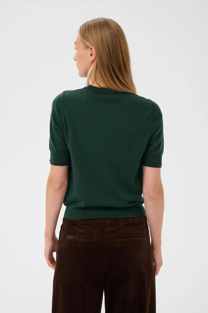 Natanya Knit Tee- FOREST GREEN