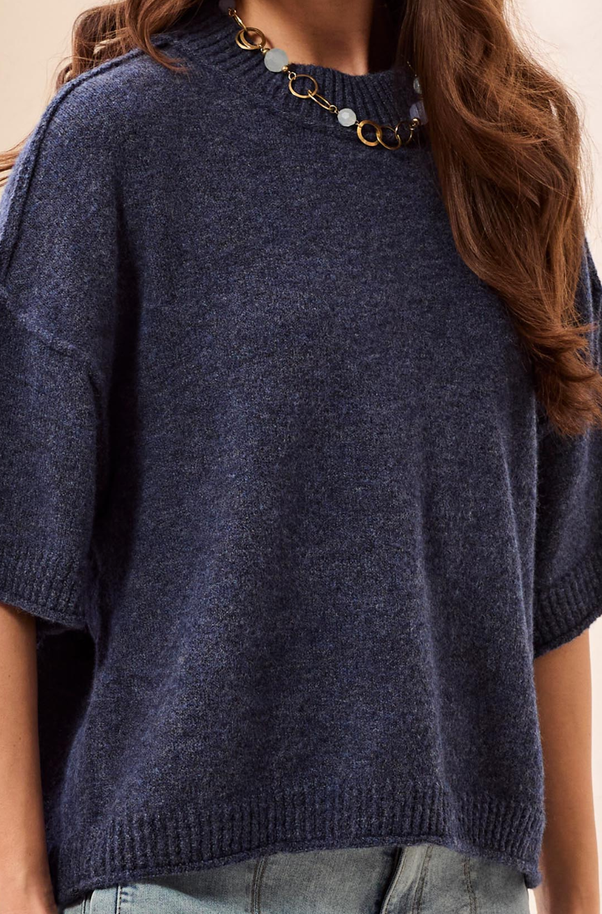 Corine Relaxed Tee Sweater- NIGHTFALL