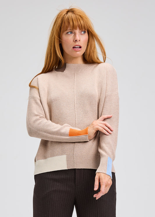Oat Block Trim Sweater