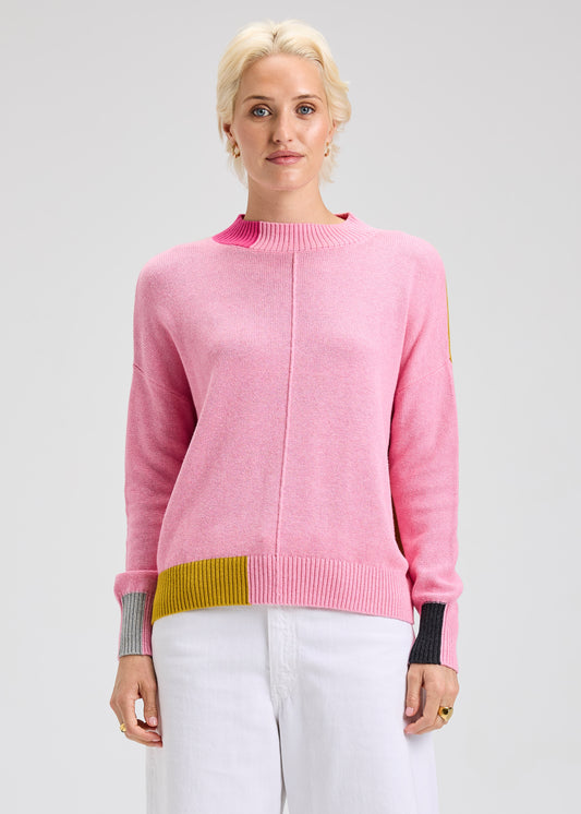 Pink Block Trimmed Sweater