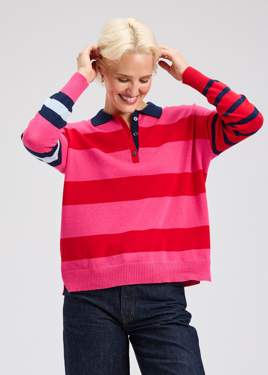 Pink Blah Blah Rugby Sweater