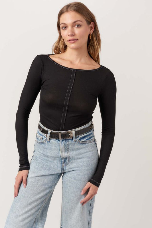 Yoko Boatneck Long Sleeve- BLACK