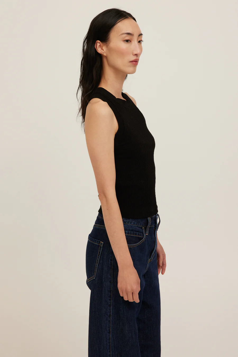 Player Racerback Rib Tank- BLACK