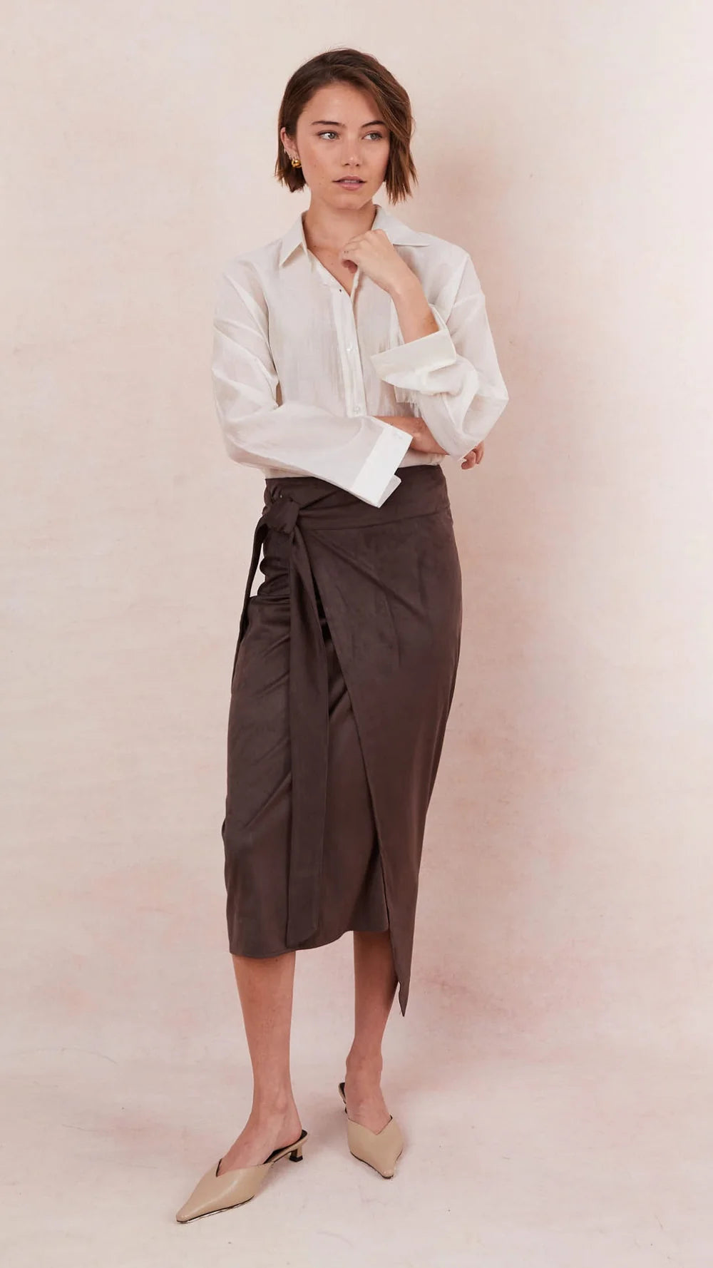 Livia Suede Wrap Skirt