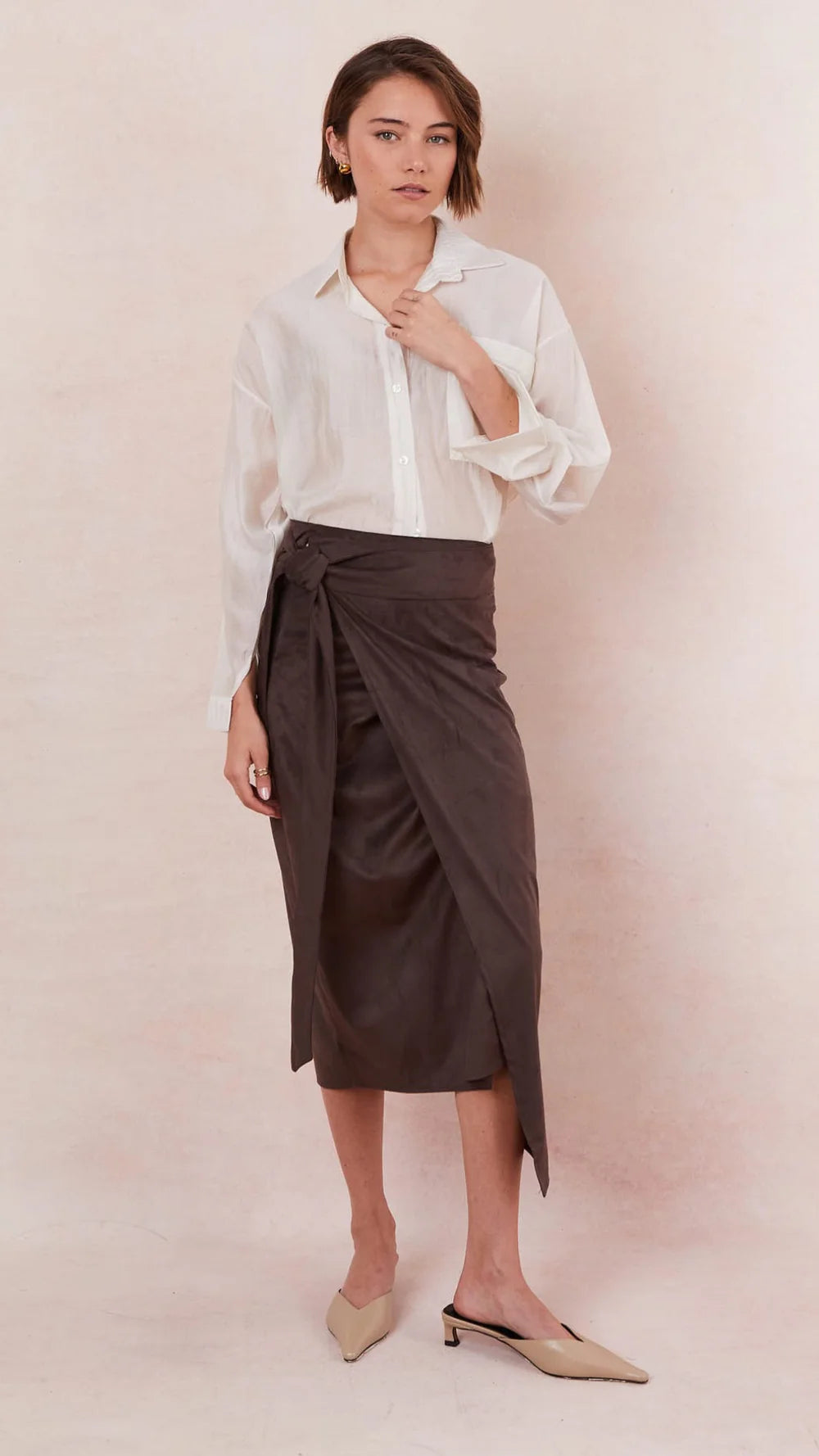 Livia Suede Wrap Skirt