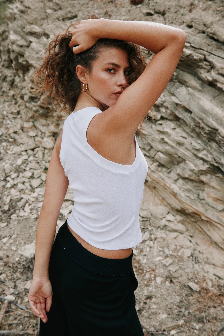 Player Racerback Rib Tank- WHITE