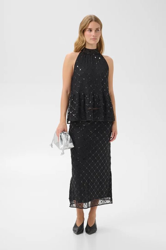 Vivika Sequin Skirt- BLACK