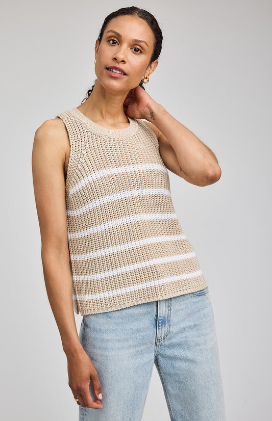 The Andrea Tank- WHITE STRIPE