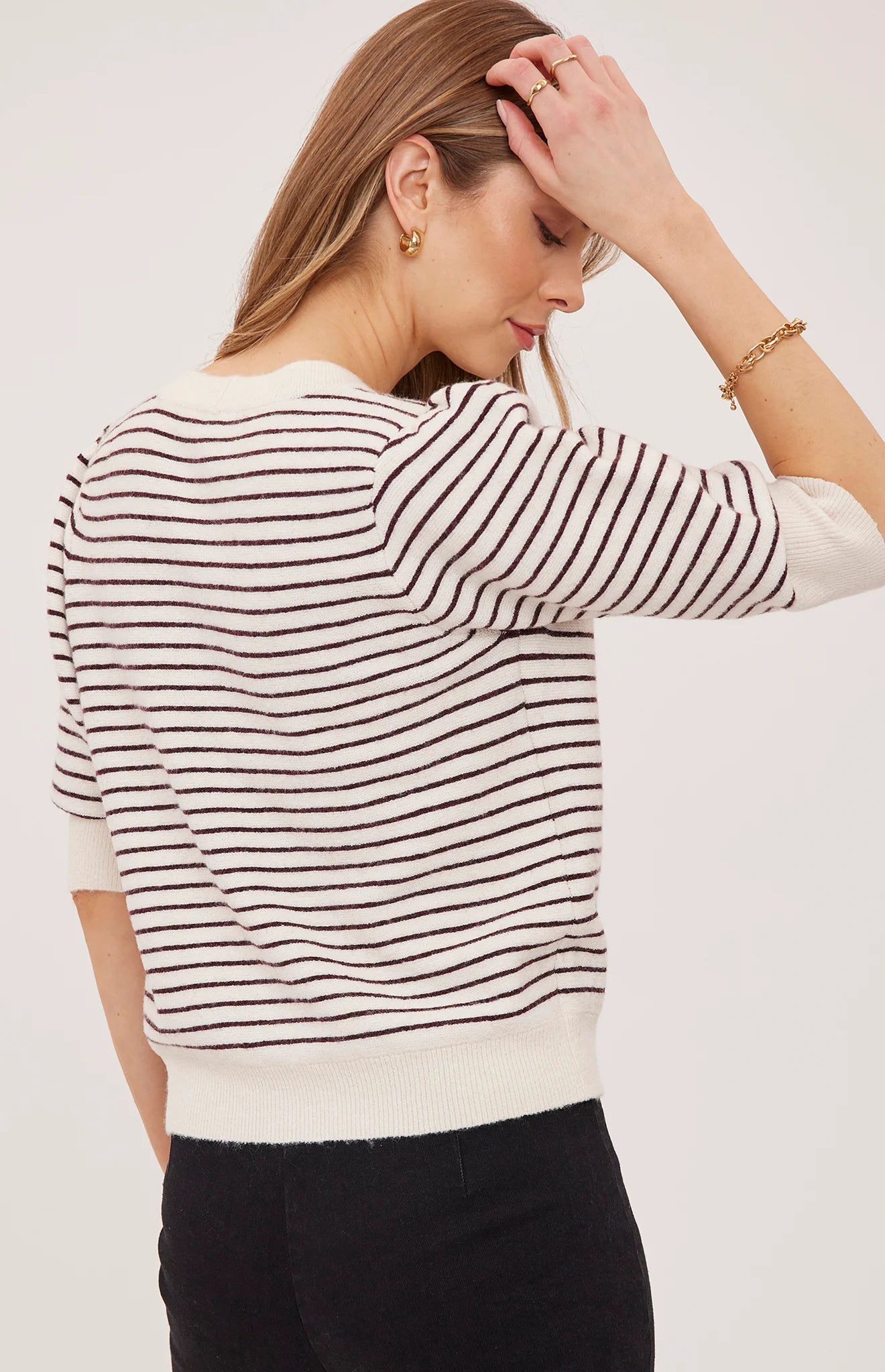 Hildi Knit Cardigan- FIG STRIPE