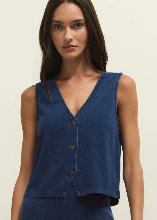 Noelle Jersey Denim Top