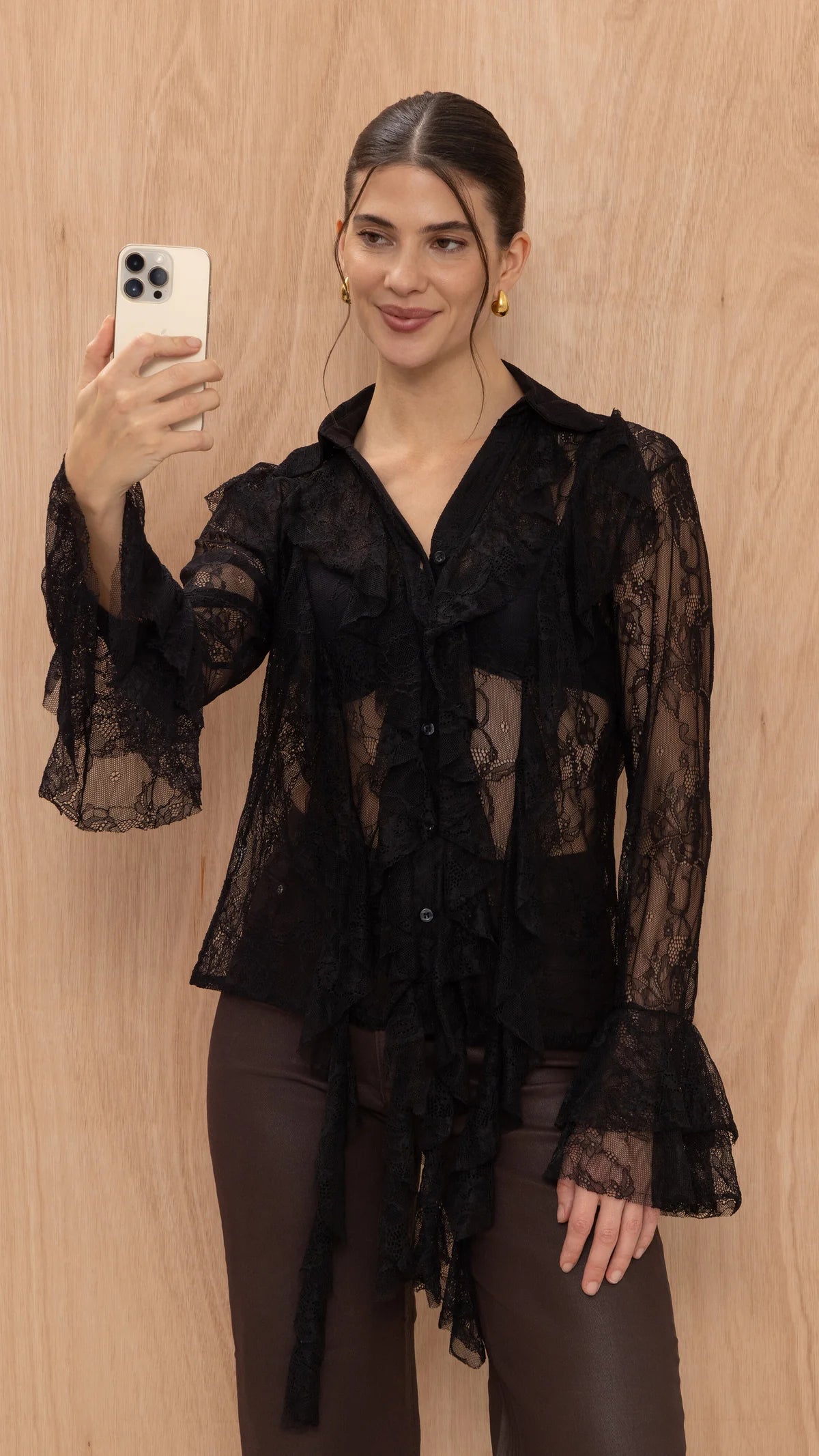Lily Lace Shirt- BLACK
