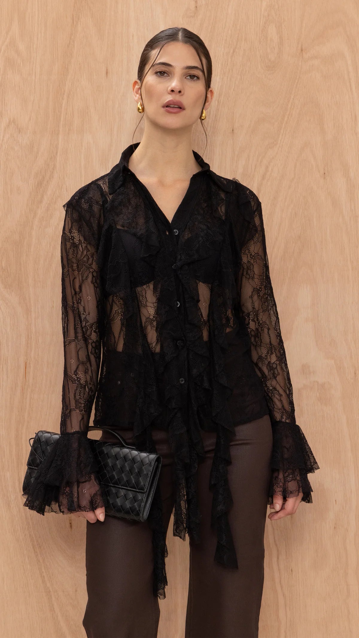 Lily Lace Shirt- BLACK