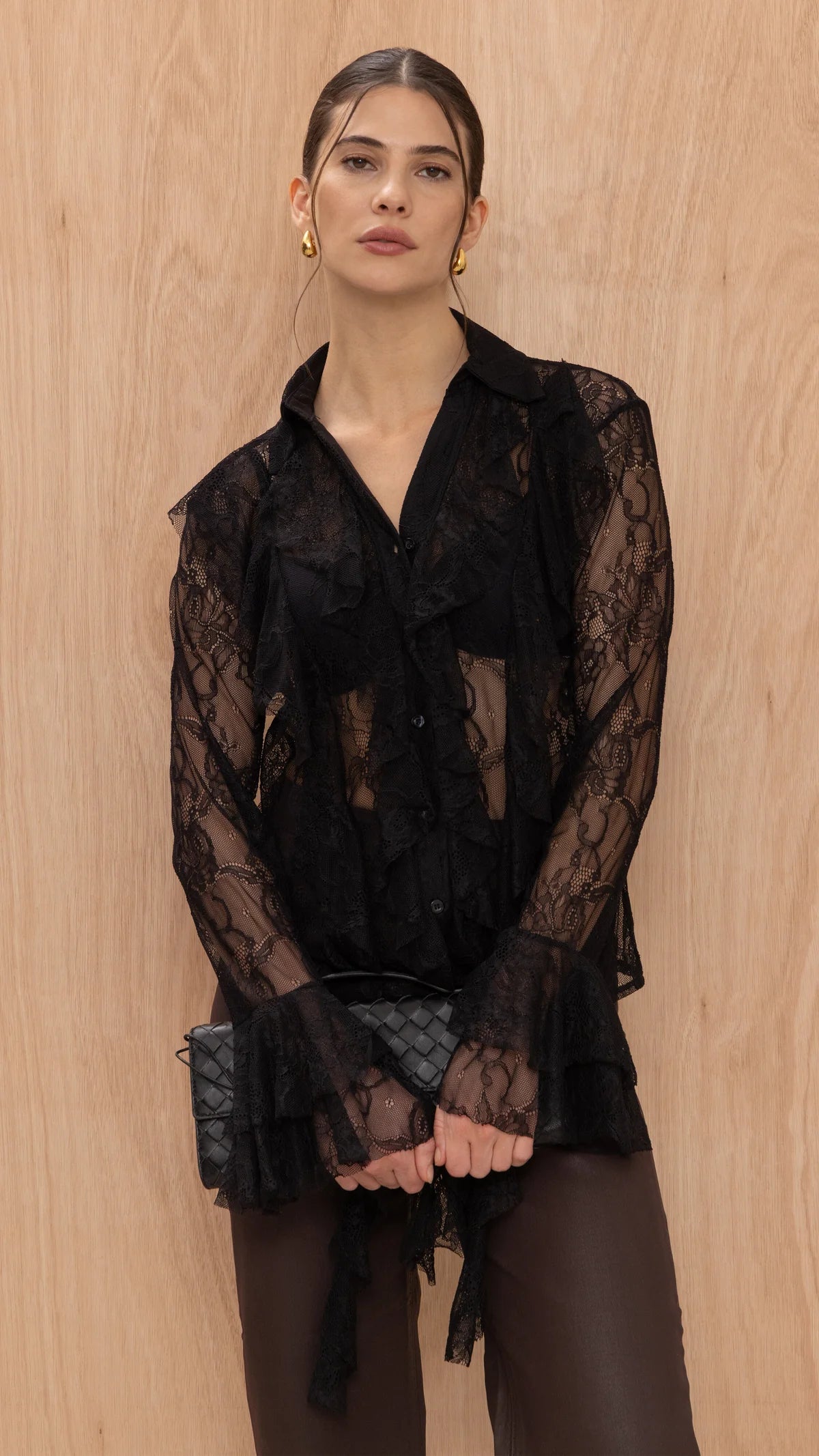 Lily Lace Shirt- BLACK