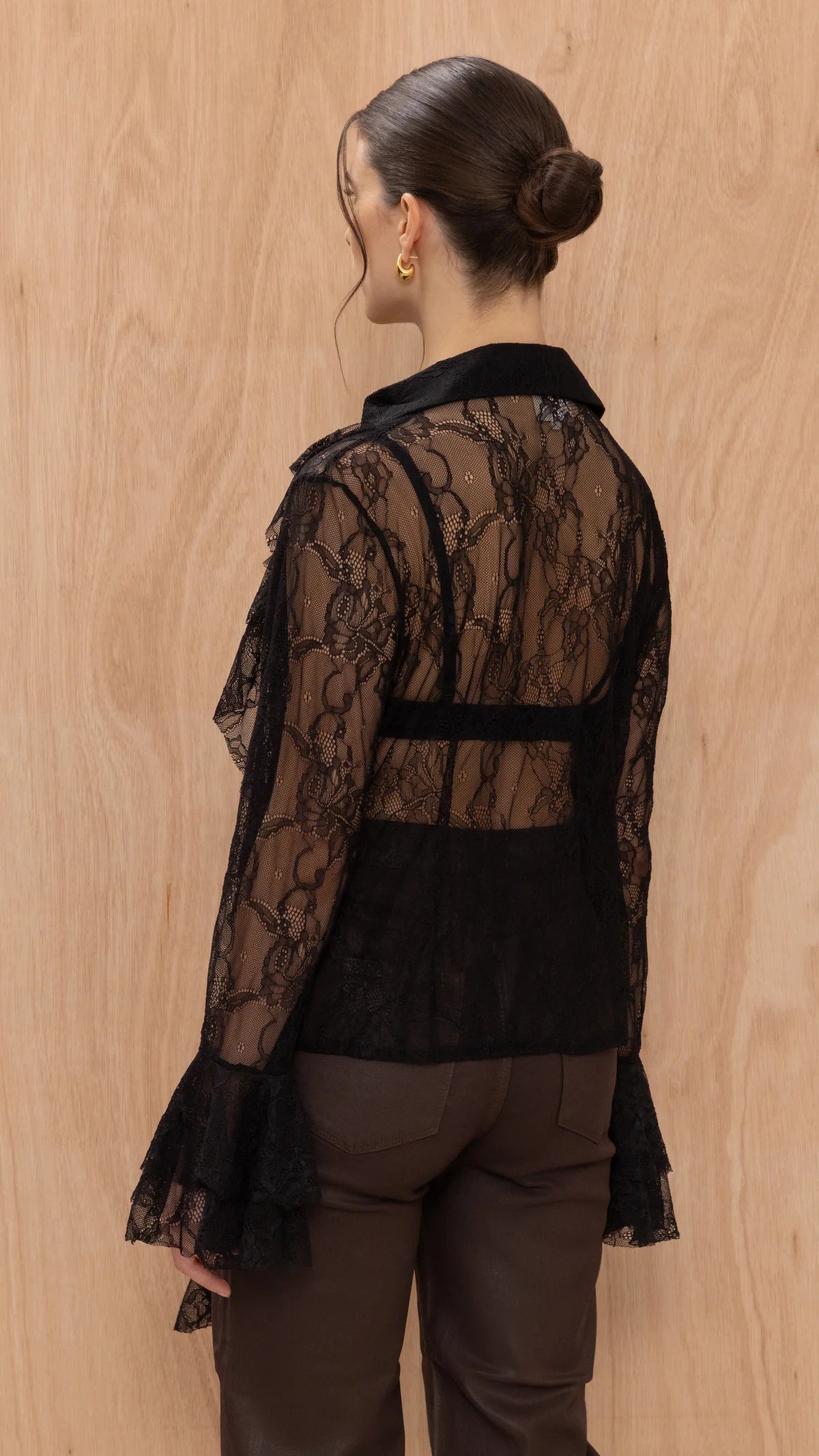 Lily Lace Shirt- BLACK