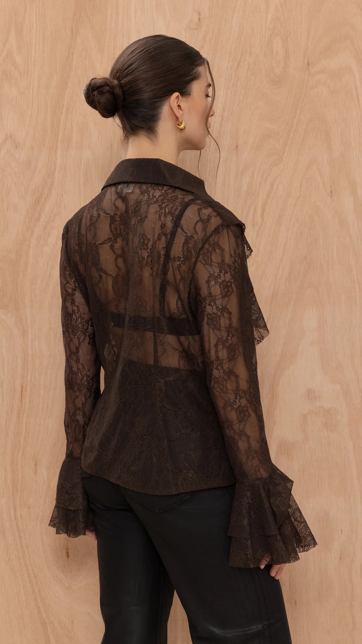 Lily Lace Shirt- CHOCOLATE