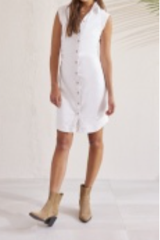 Sleeveless White Denim Dress