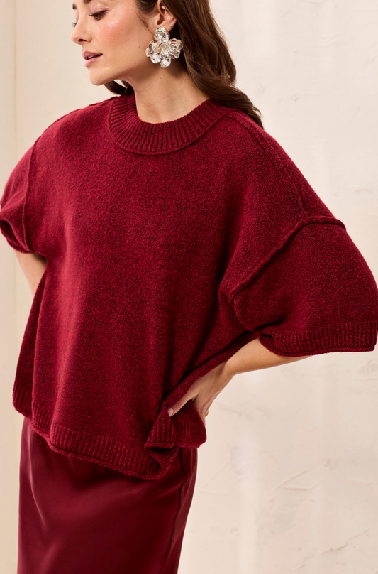 Corine Relaxed Tee Sweater- OXBLOOD