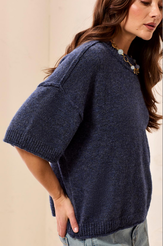 Corine Relaxed Tee Sweater- NIGHTFALL