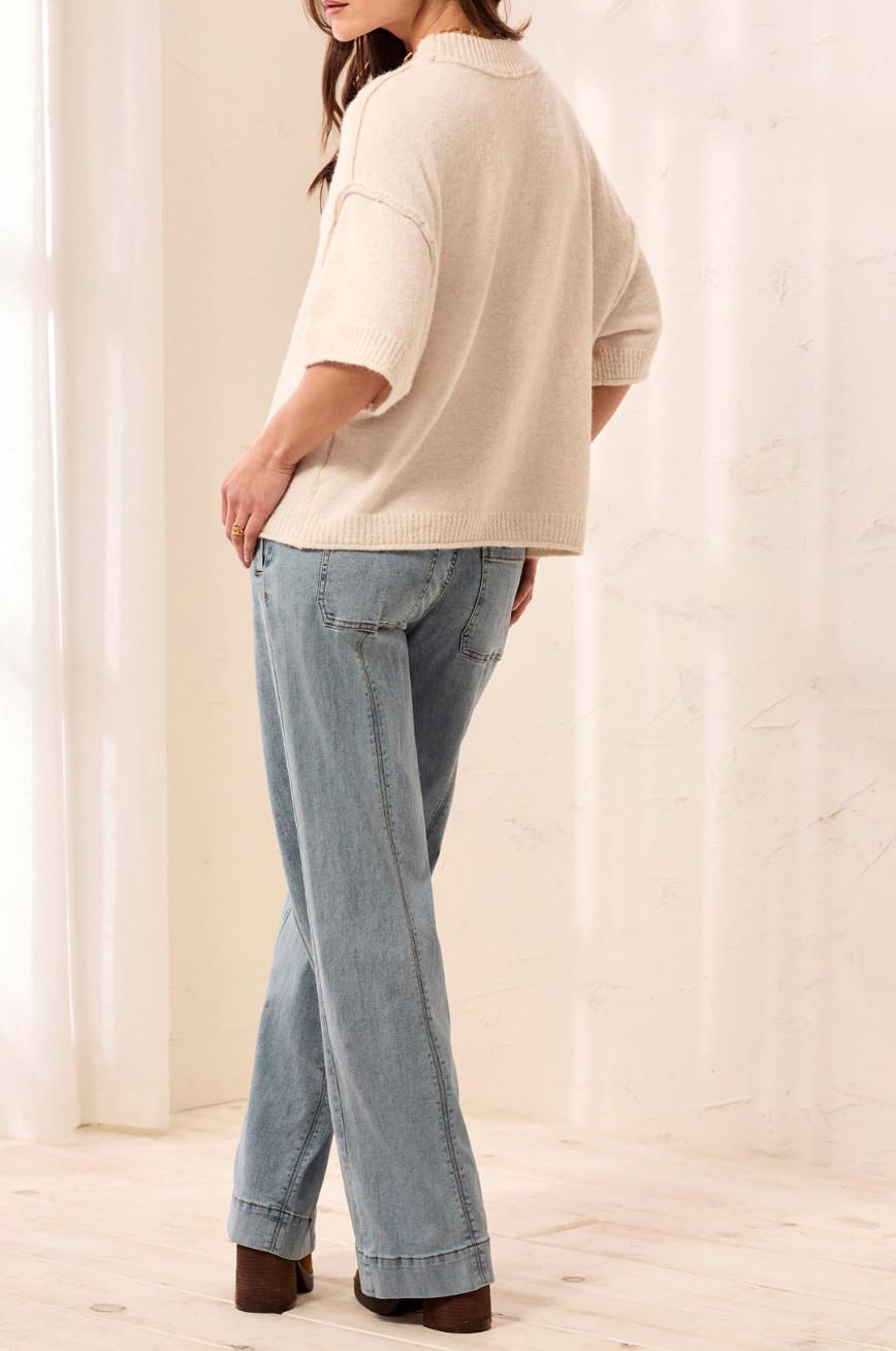 Corine Relaxed Tee Sweater- CREAM