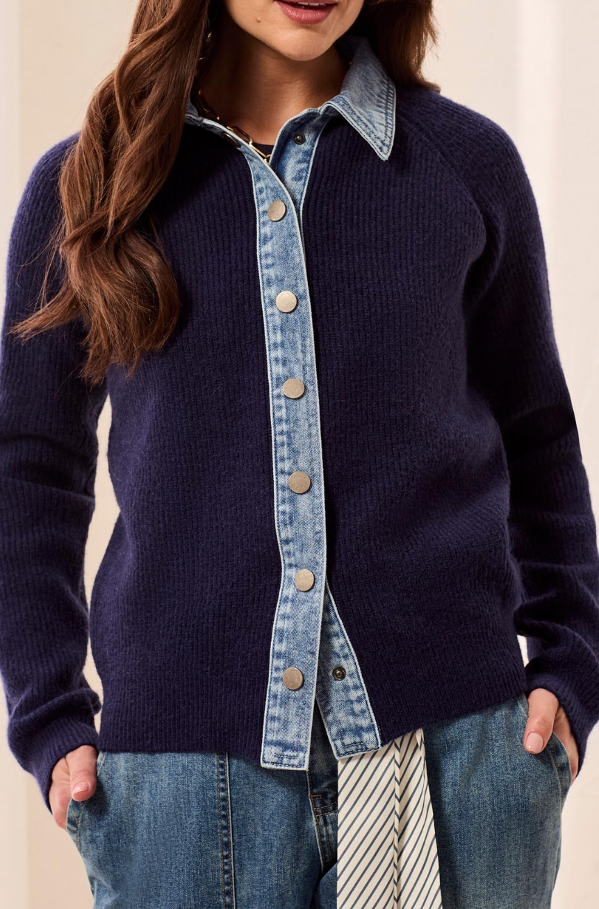 Kayla Denim Trim Cardigan