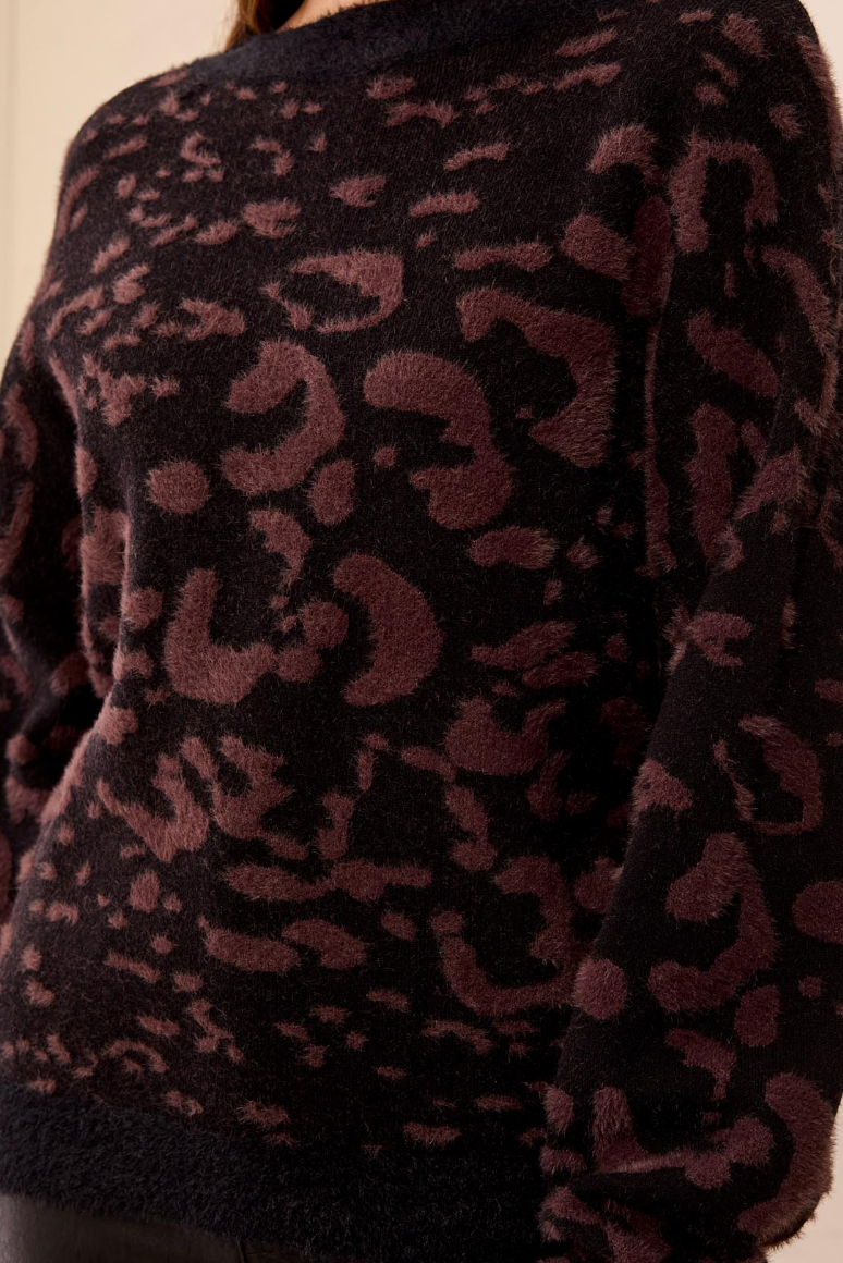 Whitney Jacquard Cardigan- BROWN CHEETAH