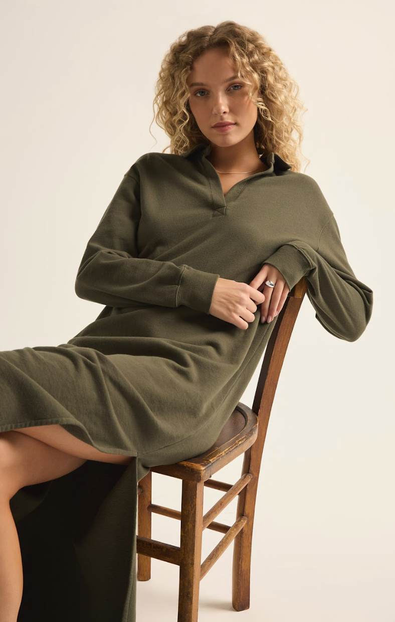 Aspen Sweatshirt Dress- PINE