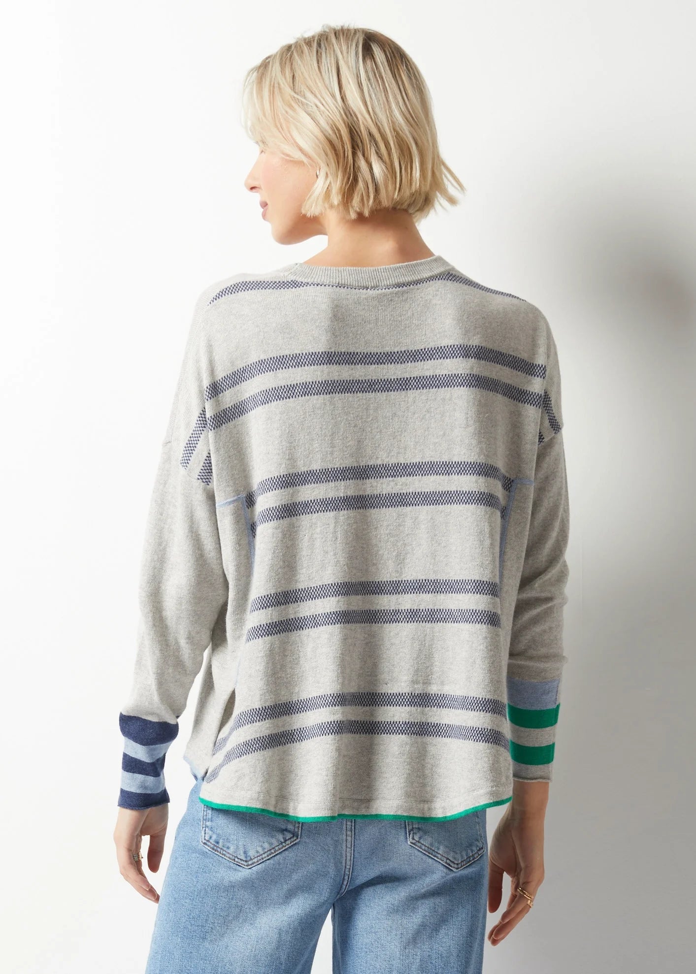 Birdseye Stripe Sweater- MARL