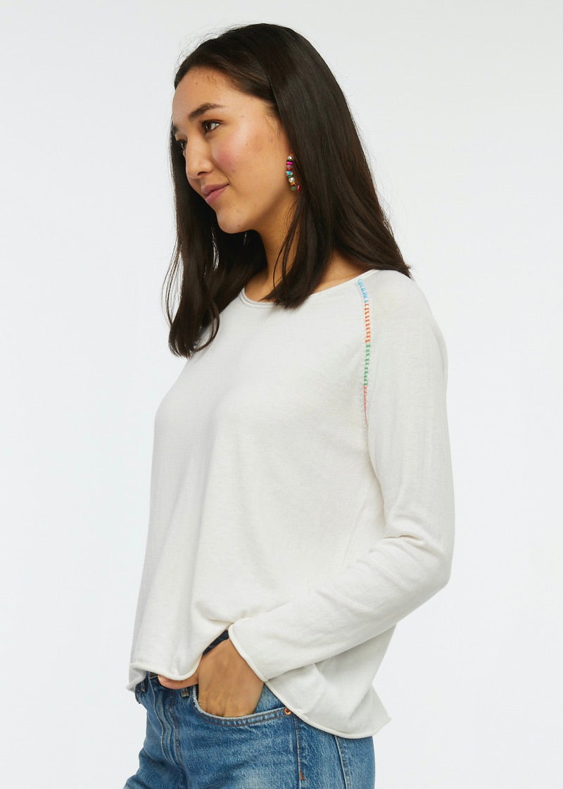 Raglan Stitch Sweater- WHITE