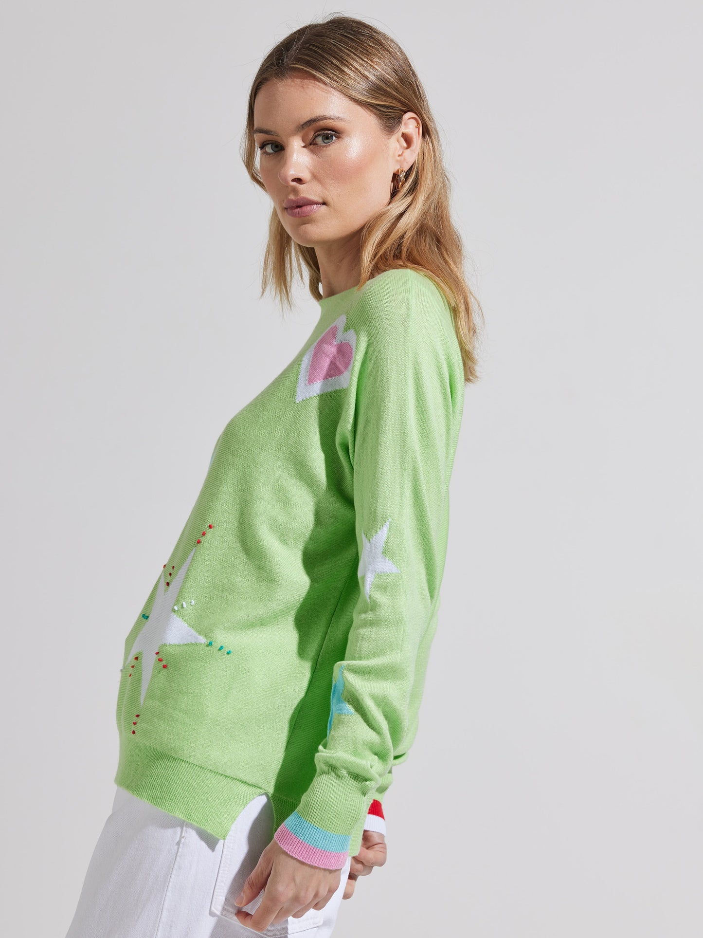 Hearts + Stars Sweater- AVOCADO