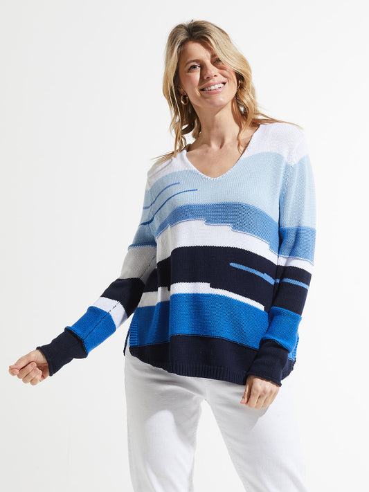 Chunky Cotton Sweater- SAILOR