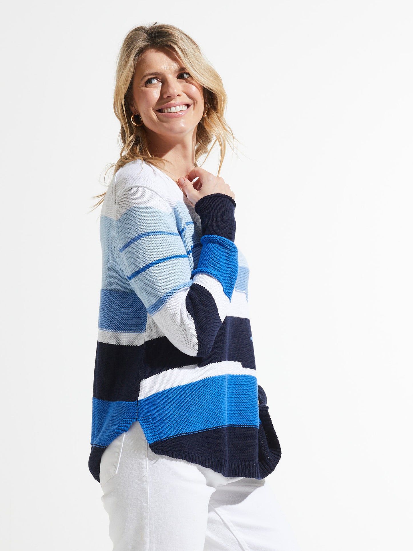 Chunky Cotton Sweater- SAILOR