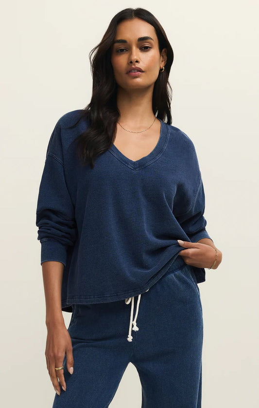 Delphine Knit Denim Sweatshirt