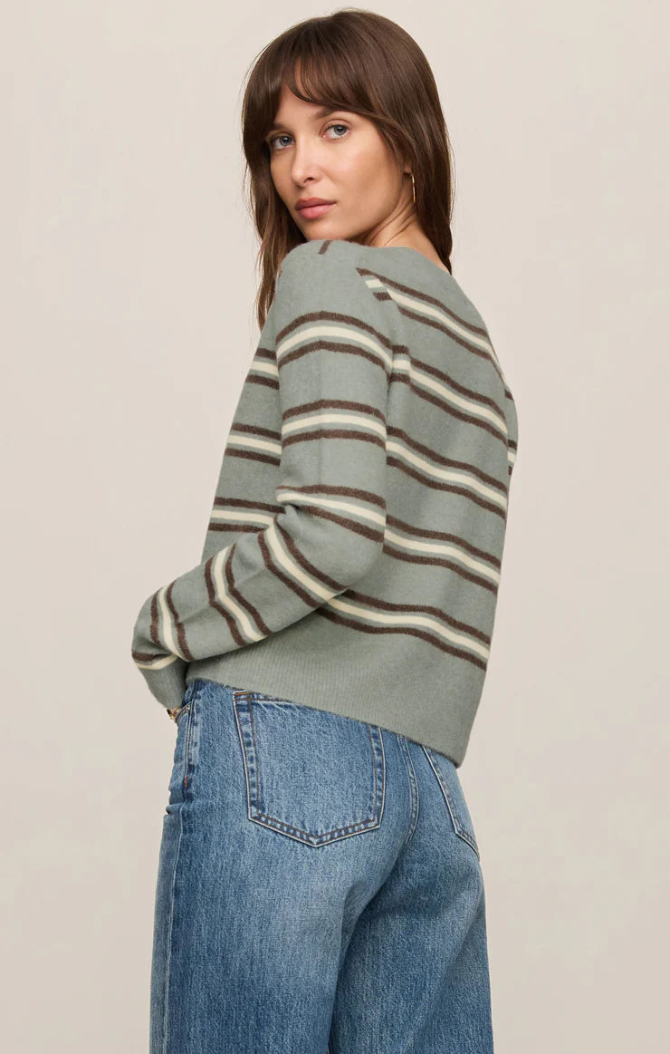 Medina Stripe Cardi- AQUA CLOUD
