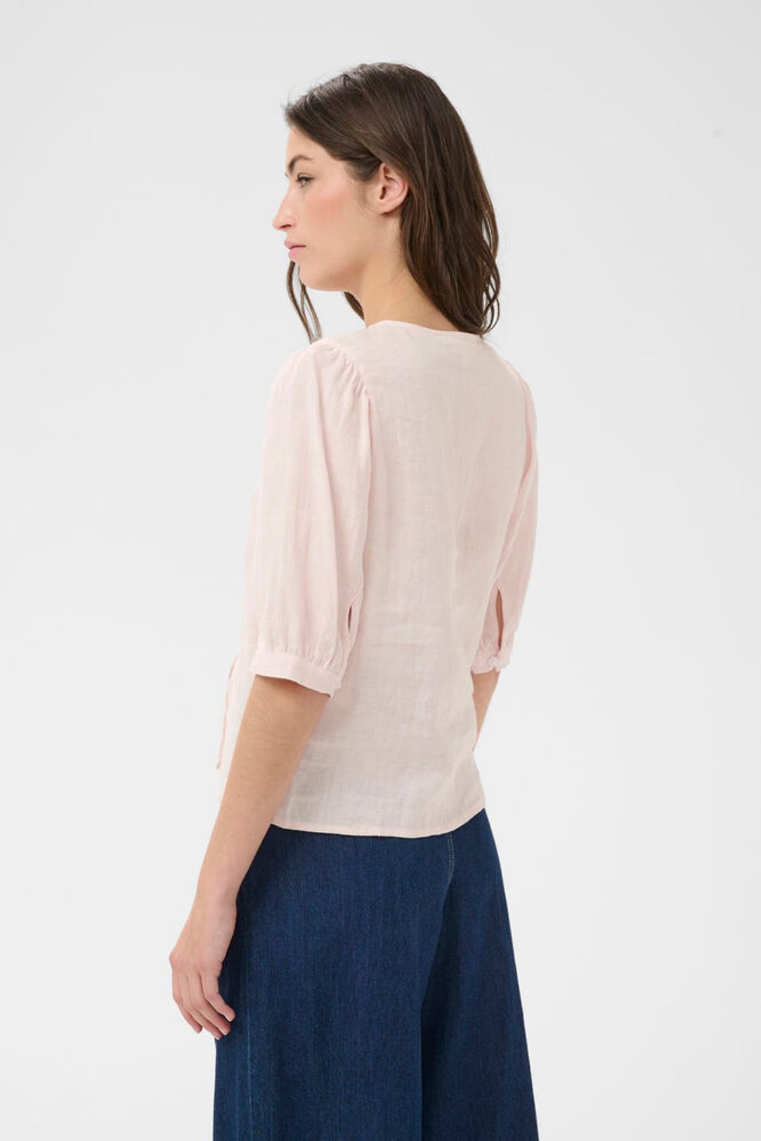 Azra Linen Blouse- PETAL PINK